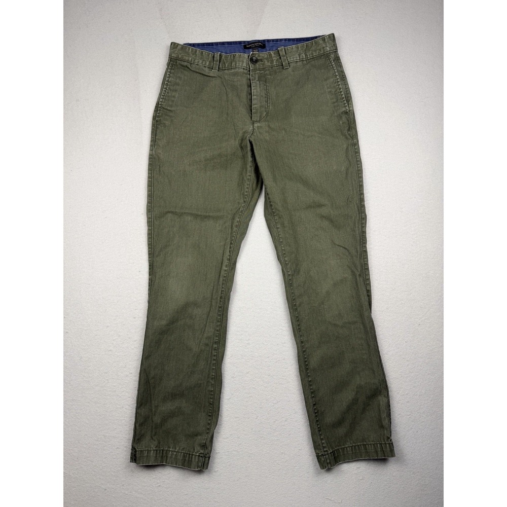 Banana Republic Aiden Pants Mens 32x30 Green Stretch Canvas Straight Leg Chino